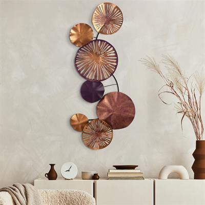 Astrid Bronz Detaylı Dairesel Form Metal Tablo – Modern, Minimal ve Sıcak Tonlarda Zarif Duvar Dekoru