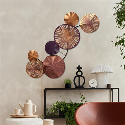 Astrid Bronz Detaylı Dairesel Form Metal Tablo – Modern, Minimal ve Sıcak Tonlarda Zarif Duvar Dekoru