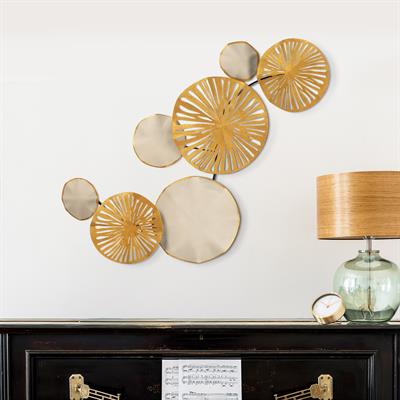 Astrid Altın Detaylı Dairesel Form Metal Tablo – Modern, Minimal ve Zarif Duvar Dekoru