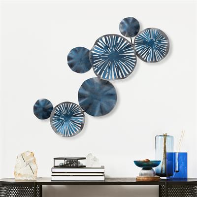 Astrid Safir Mavi Dairesel Form Metal Tablo – Modern, Minimal ve Derin Tonlarda Zarif Duvar Süsü