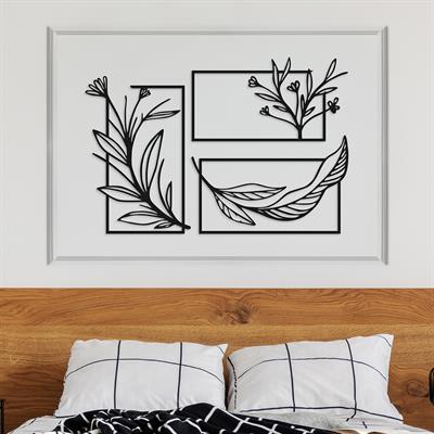 Aurefol – Üç Parça Yaprak ve Dal Figürlü Modern Metal Duvar Tablosu, Yeni Nesil Botanik Ev Dekoru