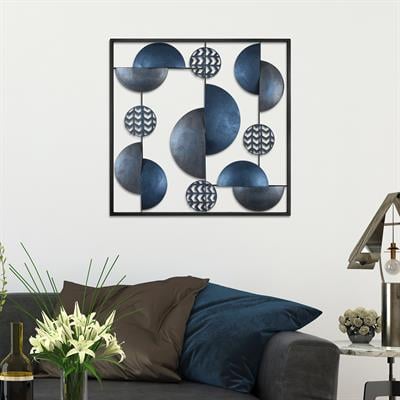 Aurora Safir Renkli Soyut Modern Metal Duvar Panosu, Geometrik Tablo, Otel ve Lobi Dekoru