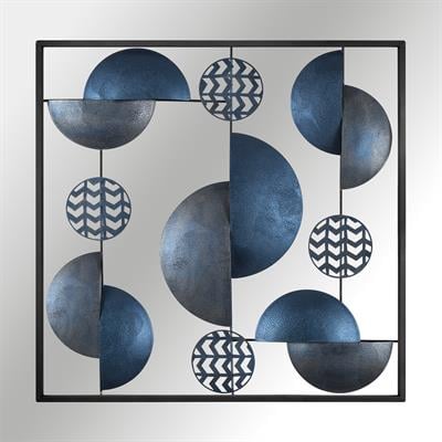 Aurora Safir Renkli Soyut Modern Metal Duvar Panosu, Geometrik Tablo, Otel ve Lobi Dekoru