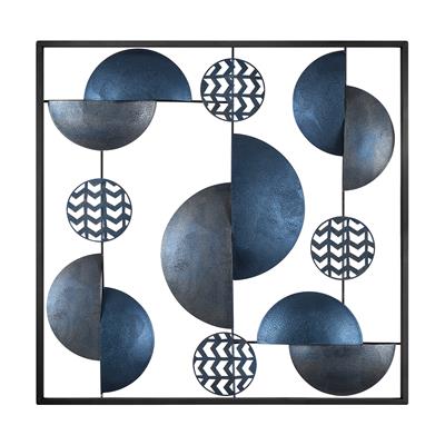 Aurora Safir Renkli Soyut Modern Metal Duvar Panosu, Geometrik Tablo, Otel ve Lobi Dekoru