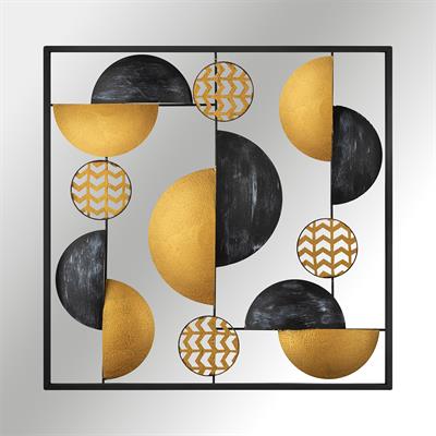 Aurora Soyut Geometrik Metal Duvar Tablosu, Gold & Siyah Modern Dekor