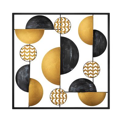 Aurora Soyut Geometrik Metal Duvar Tablosu, Gold & Siyah Modern Dekor