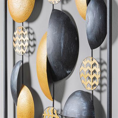 Aurora Soyut Geometrik Metal Duvar Tablosu, Gold & Siyah Modern Dekor