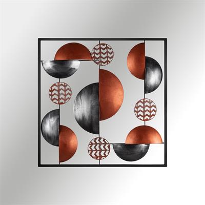 Aurora Soyut Modern Metal Duvar Süsü, Bakır & Siyah Geometrik Tablo, Otel ve Lobi Dekoru
