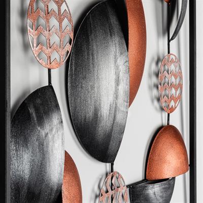 Aurora Soyut Modern Metal Duvar Süsü, Bakır & Siyah Geometrik Tablo, Otel ve Lobi Dekoru