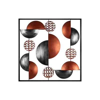 Aurora Soyut Modern Metal Duvar Süsü, Bakır & Siyah Geometrik Tablo, Otel ve Lobi Dekoru