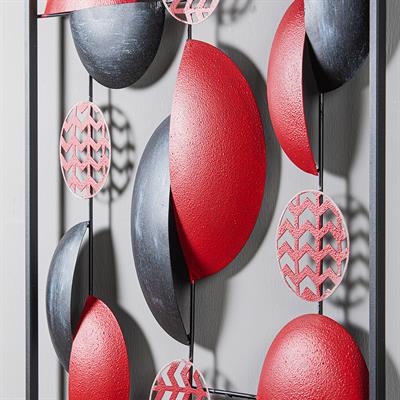 Aurora Soyut Şekilli Modern Metal Duvar Tablosu, Kırmızı & Siyah Geometrik Dekor