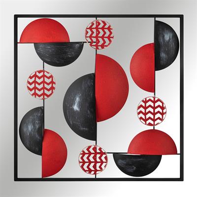 Aurora Soyut Şekilli Modern Metal Duvar Tablosu, Kırmızı & Siyah Geometrik Dekor