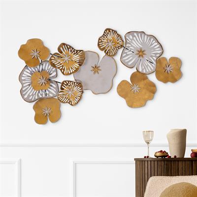 Bilge Metal Duvar Tablosu - Çiçekli Ev Aksesuarı, Otel İçin Duvar Dekoru, Antre Dekoru, Sanatsal Metal Pano