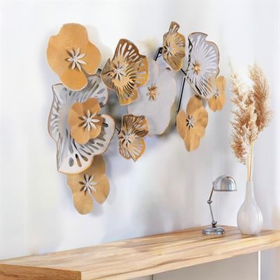 Bilge Metal Duvar Tablosu - Çiçekli Ev Aksesuarı, Otel İçin Duvar Dekoru, Antre Dekoru, Sanatsal Metal Pano