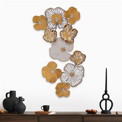 Bilge Metal Duvar Tablosu - Çiçekli Ev Aksesuarı, Otel İçin Duvar Dekoru, Antre Dekoru, Sanatsal Metal Pano