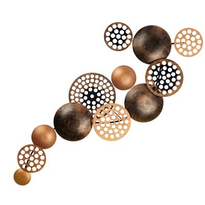 Bronte Bronz Soyut Metal Duvar Tablosu | Dairesel Formda Geometrik Duvar Panosu | Modern Metal Duvar Dekoru, Salon Ofis Otel Dekoru