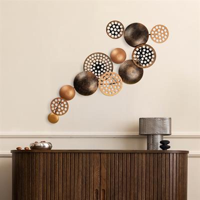 Bronte Bronz Soyut Metal Duvar Tablosu | Dairesel Formda Geometrik Duvar Panosu | Modern Metal Duvar Dekoru, Salon Ofis Otel Dekoru