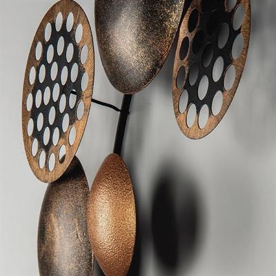 Bronte Bronz Soyut Metal Duvar Tablosu | Dairesel Formda Geometrik Duvar Panosu | Modern Metal Duvar Dekoru, Salon Ofis Otel Dekoru