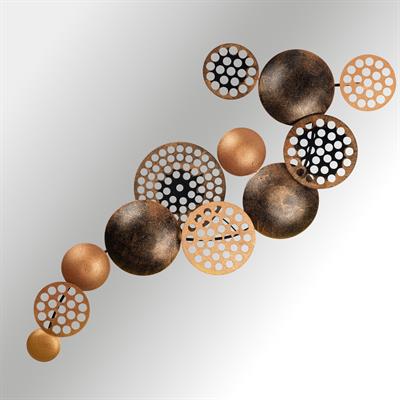 Bronte Bronz Soyut Metal Duvar Tablosu | Dairesel Formda Geometrik Duvar Panosu | Modern Metal Duvar Dekoru, Salon Ofis Otel Dekoru