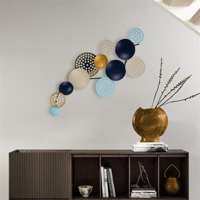 Bronte Okyanus Soyut Metal Duvar Tablosu | Dairesel Geometrik Formlu Modern Lüks Duvar Dekoru | Yeni Ev Hediyesi