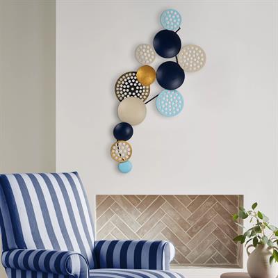 Bronte Okyanus Soyut Metal Duvar Tablosu | Dairesel Geometrik Formlu Modern Lüks Duvar Dekoru | Yeni Ev Hediyesi