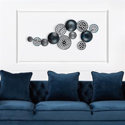 Bronte Safir-Antrasit Soyut Metal Duvar Tablosu | Metal Duvar Dekoru Salon & Ofis Süsü | Geometrik Tasarım