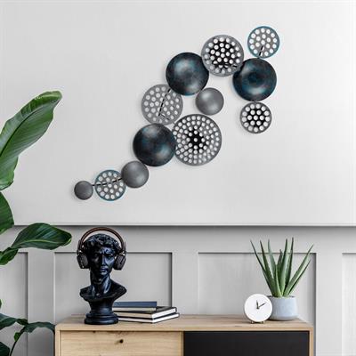 Bronte Safir-Antrasit Soyut Metal Duvar Tablosu | Metal Duvar Dekoru Salon & Ofis Süsü | Geometrik Tasarım