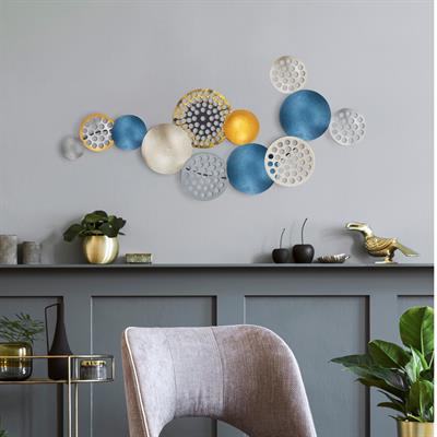 Bronte Safir-Gold Geometrik Şekilli Metal Duvar Tablosu | Altın Tonlu Dairesel Soyut Tasarım | Modern Lüks İç Mekan Duvar Dekoru