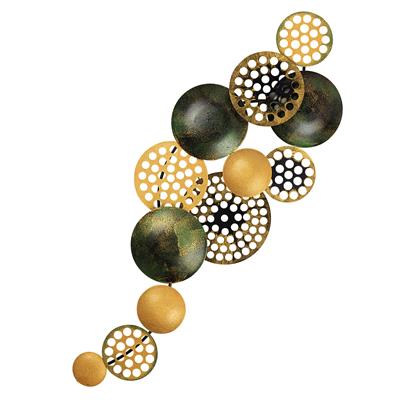 Bronte Yeşil-Gold Soyut Metal Duvar Panosu | Altın Detaylı Modern ve Lüks Duvar Dekoru | Geometrik Tablo