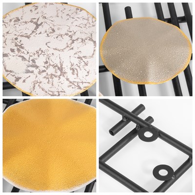 Cardamom Gold Tonlarında Dairesel Soyut Metal Tablo – Modern, Minimal ve Sıcak Işıltılı Duvar Dekoru