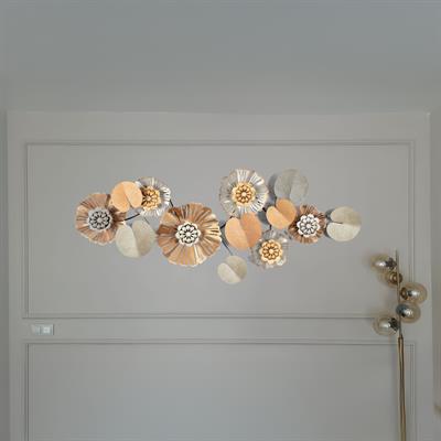 Çiğdem K. İçin Özel Olarak Üretilmiş, 200x82 cm Büyük Boy Çiçek Motifli Kişiye Özel Metal Tablo