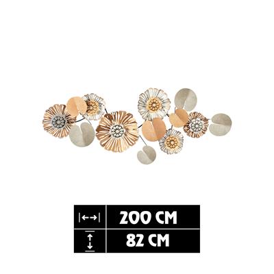 Çiğdem K. İçin Özel Olarak Üretilmiş, 200x82 cm Büyük Boy Çiçek Motifli Kişiye Özel Metal Tablo