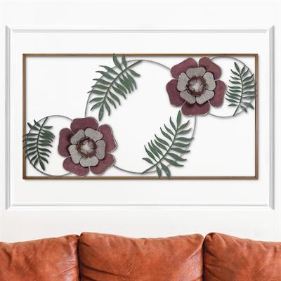 Cipor Dekoratif Metal Duvar Panosu - Çiçek Desenli Tablo, Ev Ofis Otel Duvar Tablosu, İlkbahar Dekoru, Zarif Tasarım