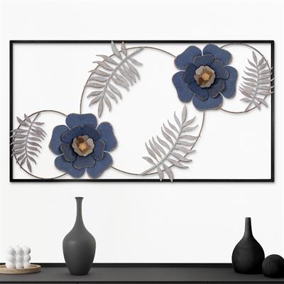 Cipor Metal Duvar Panosu - Çiçekli Duvar Dekoru, Doğa Temalı, Salon Duvar Süsü, İç Mekan Duvar Dekoru