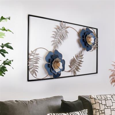 Cipor Metal Duvar Panosu - Çiçekli Duvar Dekoru, Doğa Temalı, Salon Duvar Süsü, İç Mekan Duvar Dekoru
