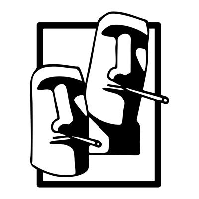 Cool Moai Rahat Tavırlı Taş Heykel Figürlü Modern Metal Duvar Tablosu, Mizahi Metal Dekor