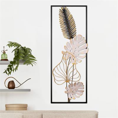 Dekorenzo Nazo Çiçekli Metal Tablo, Metal Yaprak Duvar Panosu, El Yapımı Modern Dekorasyon