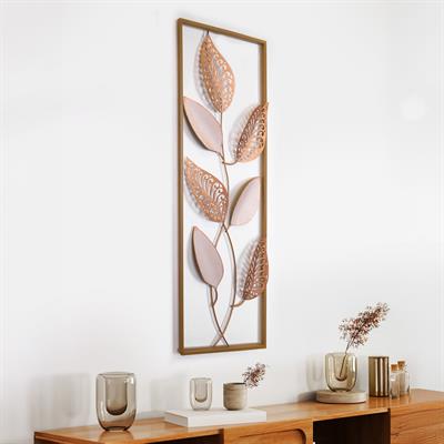 Della Dekoratif Metal Duvar Tablosu | Yaprak Desenli Duvar Aksesuarı | Koridor Duvar Süsü