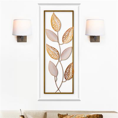 Della Dekoratif Metal Duvar Tablosu | Yaprak Desenli Duvar Aksesuarı | Koridor Duvar Süsü