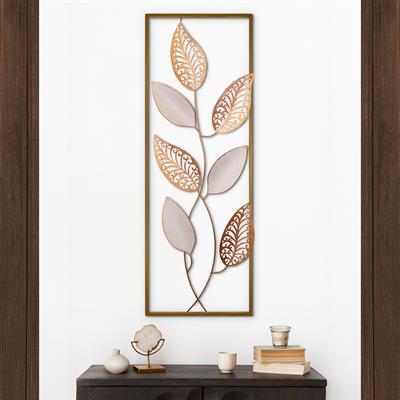 Della Dekoratif Metal Duvar Tablosu | Yaprak Desenli Duvar Aksesuarı | Koridor Duvar Süsü