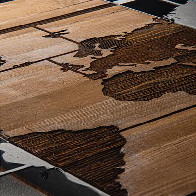 Dünya Haritası Duvar Dekoru – Ahşap ve Metal Duvar Panosu, El Yapımı Modern Dünya Temalı Sanat