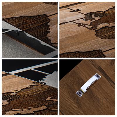 Dünya Haritası Duvar Dekoru – Ahşap ve Metal Duvar Panosu, El Yapımı Modern Dünya Temalı Sanat