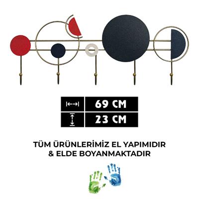 Equa Geometrik Desenli Dekoratif Duvar Askısı – Renkli Duvar Askısı, Dekoratif Anahtar Askısı, Lüks Metal Kancalı Antre Düzenleyici Askı, Modern Tasarım