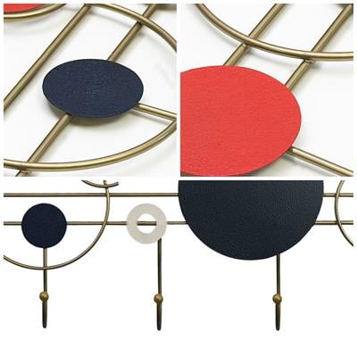 Equa Geometrik Desenli Dekoratif Duvar Askısı – Renkli Duvar Askısı, Dekoratif Anahtar Askısı, Lüks Metal Kancalı Antre Düzenleyici Askı, Modern Tasarım