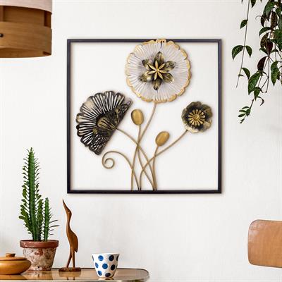 Flower Metal Duvar Dekorasyonu, Çiçekli Metal Duvar Panosu Tablosu, Ev Ofis Cafe Duvar Dekoru