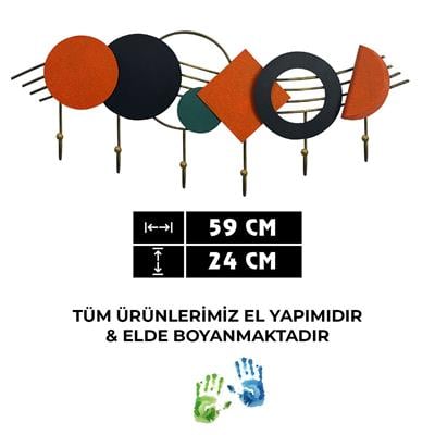 GeoArt Dekoratif Renkli Duvar Askısı - Ev Dekorasyonu, Metal Kancalı Antre Düzenleyici Askı, Metal Kıyafet Askısı, Dekoratif Anahtar Askısı