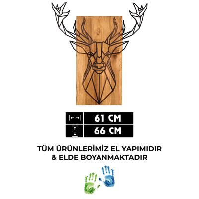 Geyik - Ahşap ve Metal Duvar Dekoru, Zarif ve Sıcak Tasarım, Büyük Duvar Süsü, Ev Ofis Duvar Tablosu