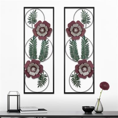 Hülasa Çiçek Figürlü Metal Duvar Tablosu - Yaprak Temalı Duvar Dekoru, İç Mekan Dekorasyonu, Hediye Duvar Dekorasyonu, Antre Dekoru