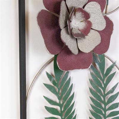 Hülasa Çiçek Figürlü Metal Duvar Tablosu - Yaprak Temalı Duvar Dekoru, İç Mekan Dekorasyonu, Hediye Duvar Dekorasyonu, Antre Dekoru