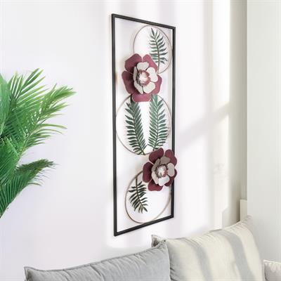 Hülasa Çiçek Figürlü Metal Duvar Tablosu - Yaprak Temalı Duvar Dekoru, İç Mekan Dekorasyonu, Hediye Duvar Dekorasyonu, Antre Dekoru